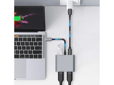 Tech-Protect HB08 4in1 USB-C + USB2.0 + 2 x HDMI 4K 60HZ adapter - gray
