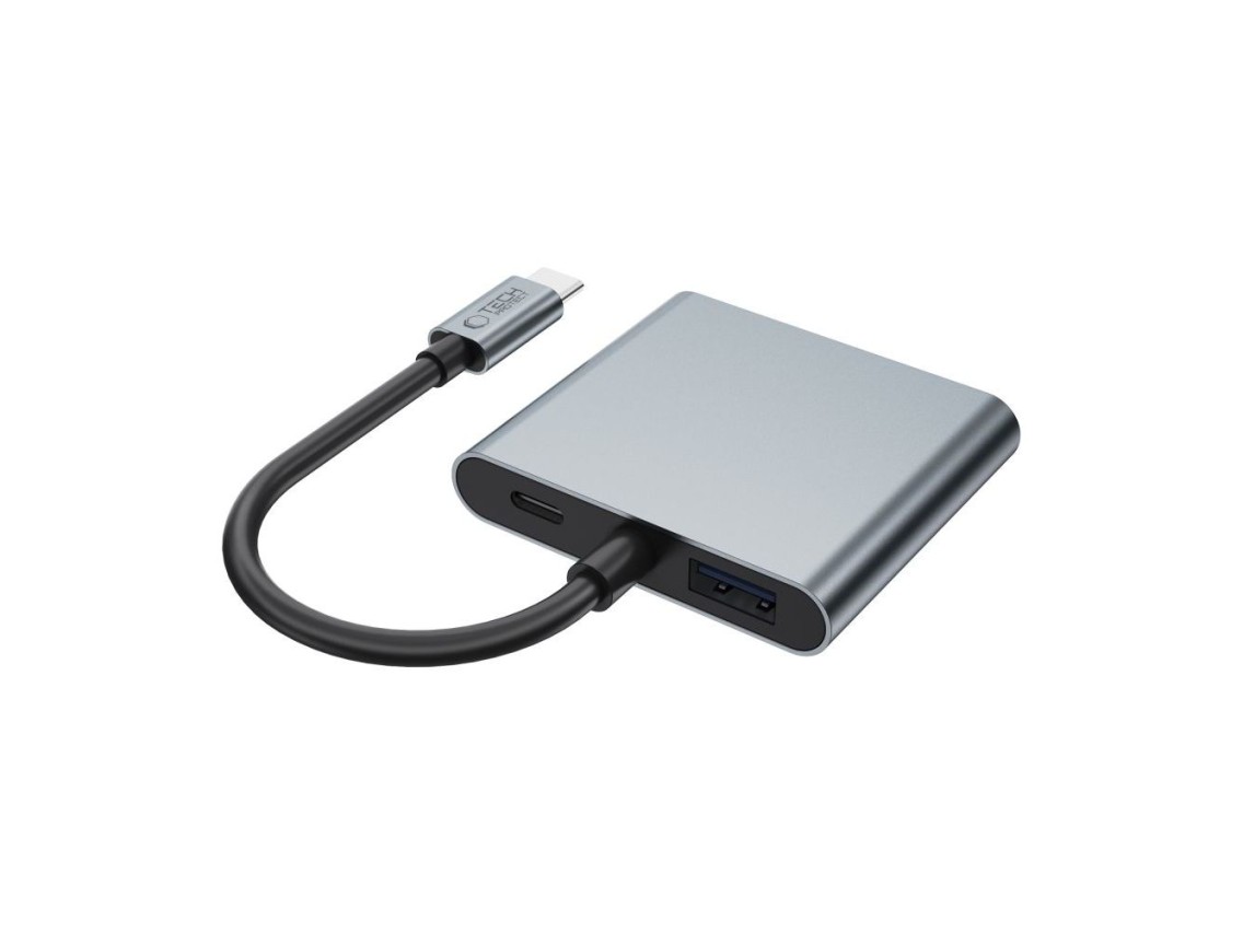 Tech-Protect HB08 4in1 USB-C + USB2.0 + 2 x HDMI 4K 60HZ adapter - gray
