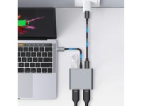 Tech-Protect HB08 4in1 USB-C + USB2.0 + 2 x HDMI 4K 60HZ adapter - gray Tech-Protect HB08 4in1 USB-C + USB2.0 + 2 x HDMI 4K 60HZ adapter - gray