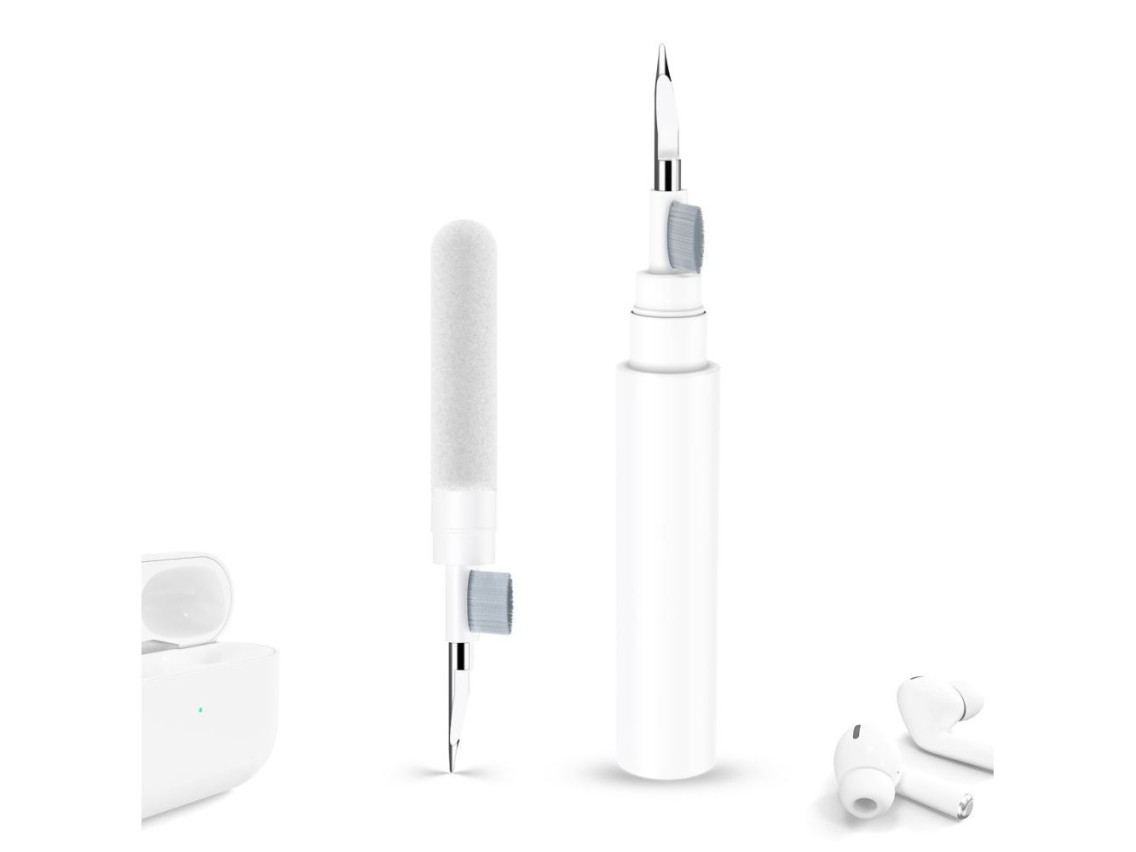 Kit de limpeza de fones de ouvido Tech-Protect CS02 3 em 1 - Branco