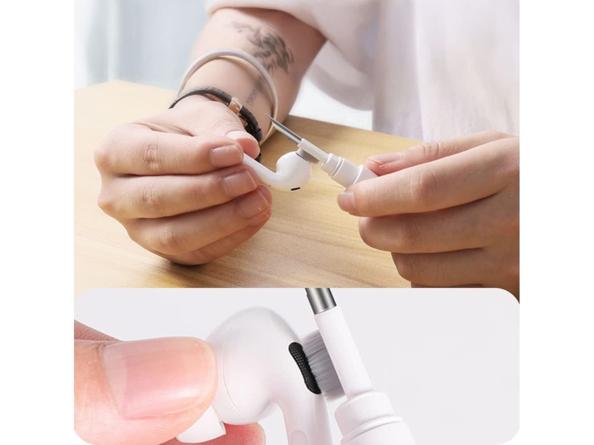 Kit de limpeza de fones de ouvido Tech-Protect CS02 3 em 1 - Branco