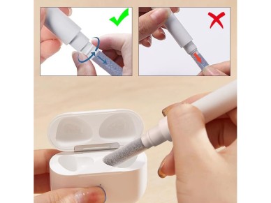 Kit de limpeza de fones de ouvido Tech-Protect CS02 3 em 1 - Branco Kit de limpeza de fones de ouvido Tech-Protect CS02 3 em 1 - Branco
