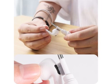 Kit de limpeza de fones de ouvido Tech-Protect CS02 3 em 1 - Branco Kit de limpeza de fones de ouvido Tech-Protect CS02 3 em 1 - Branco