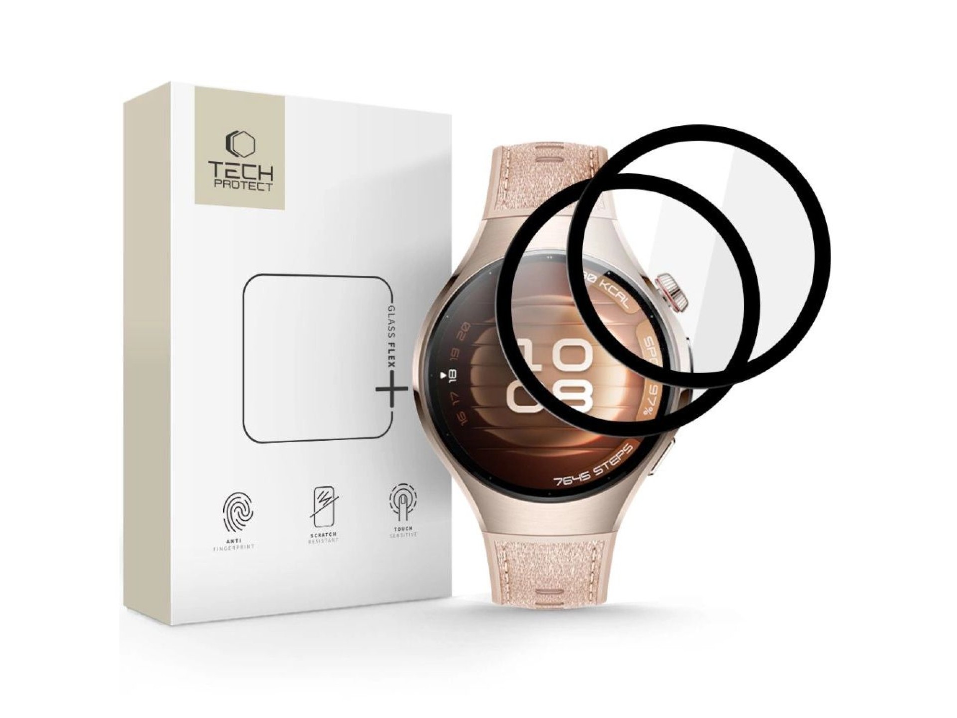 Tech-Protect Glass Flex+ (pacote com 2) - película híbrida de vidro para Huawei Watch 5 46 mm - pret