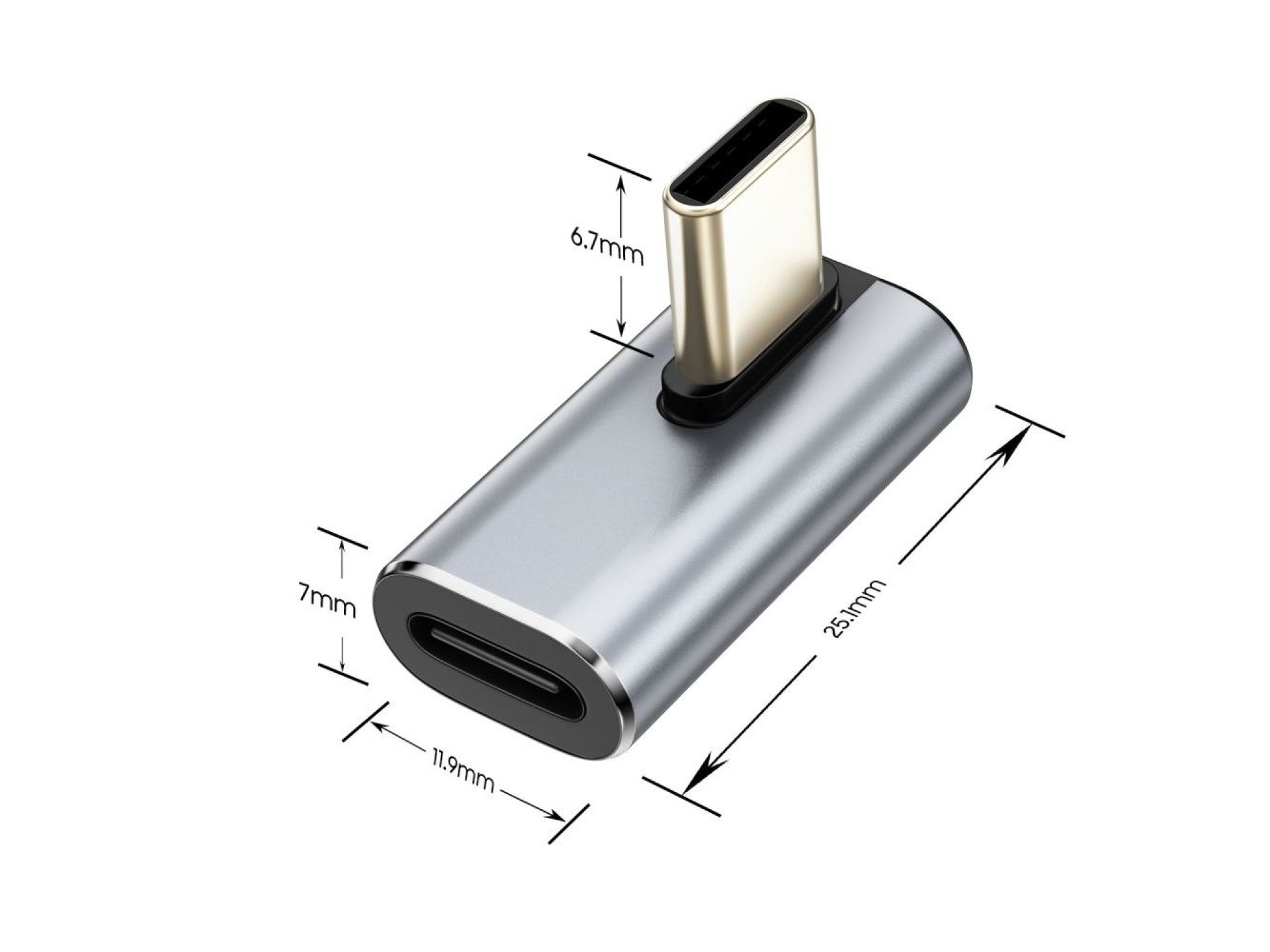 Adaptador USB-C angular Tech-Protect Ultraboost AA03 - Cinza