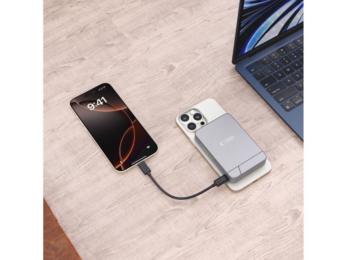 Powerbank Tech-Protect PB14 LifeMag MagSafe 10000 mAh - cinza