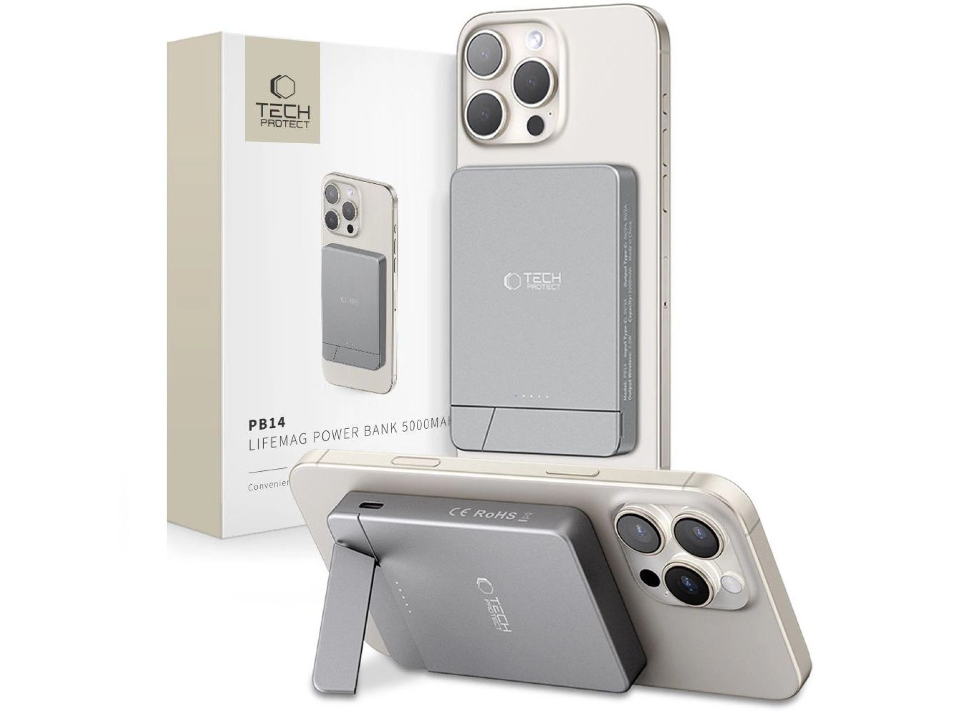 Powerbank Tech-Protect PB14 LifeMag MagSafe 5000 mAh - cinza