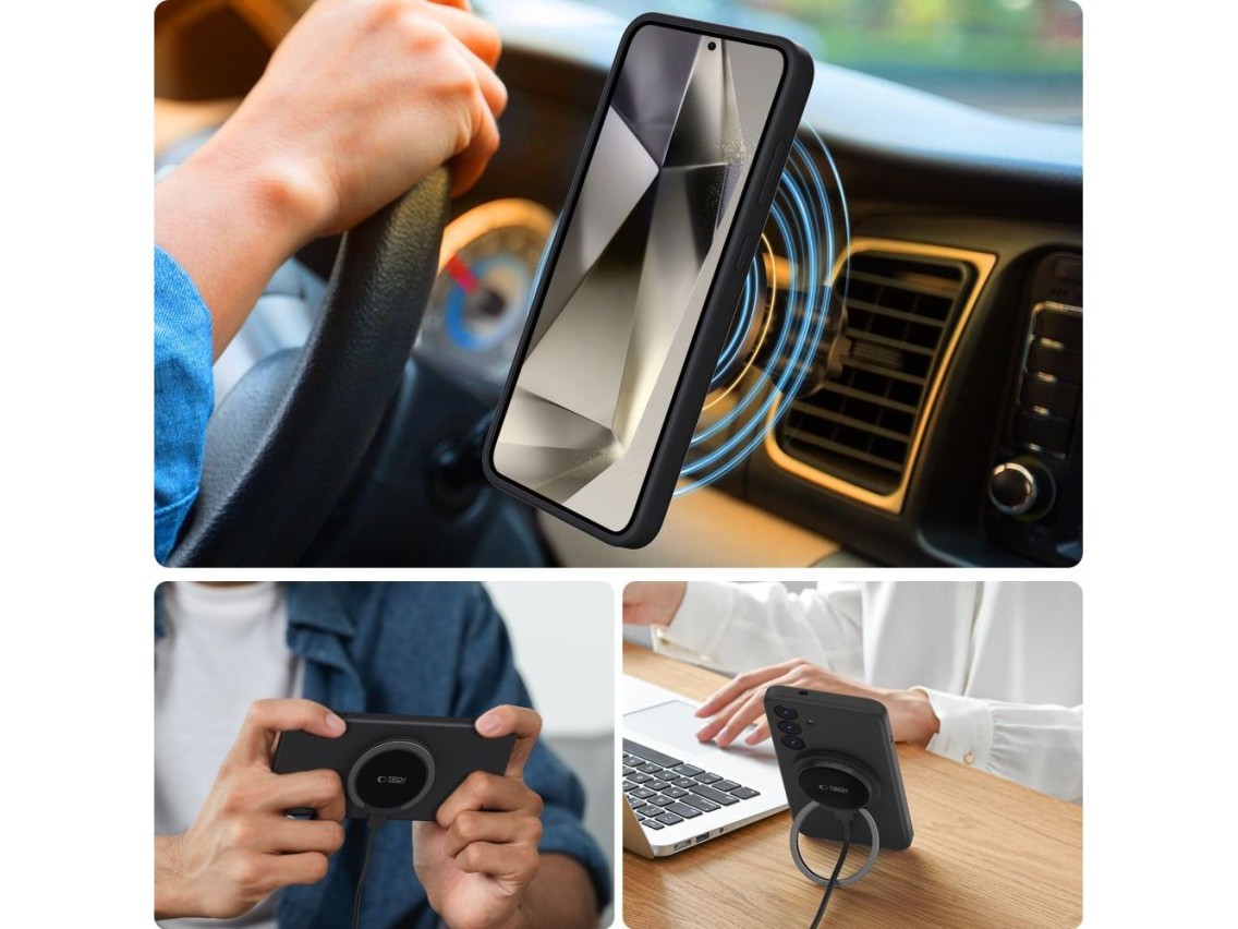 Tech-Protect Liquid Silicone MagSafe case for Samsung Galaxy S25 Edge - black