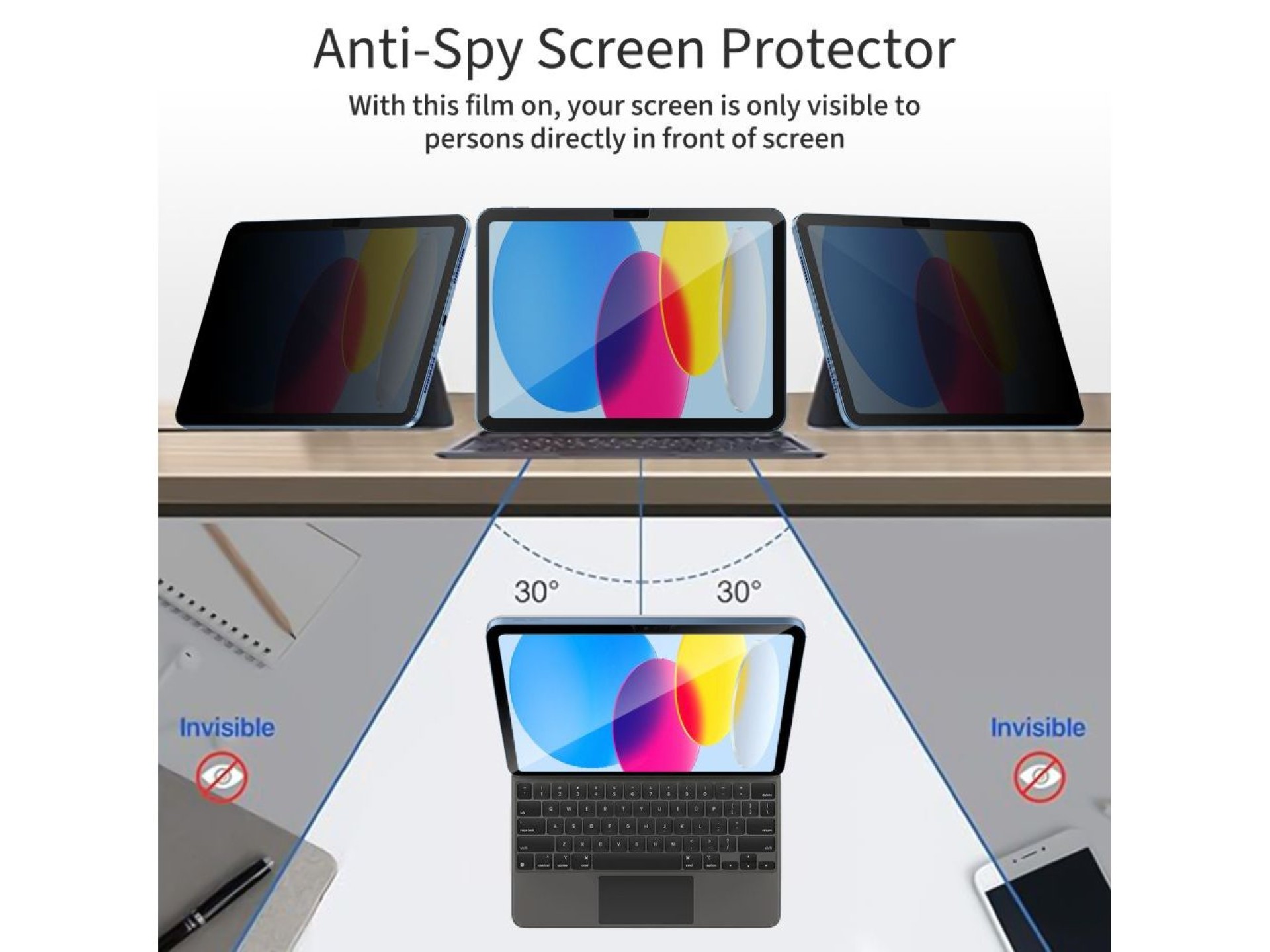 Protector de pantalla Tech-Protect Glass Spy+ con cristal de privacidad para iPad de 10,9” (2022) /
