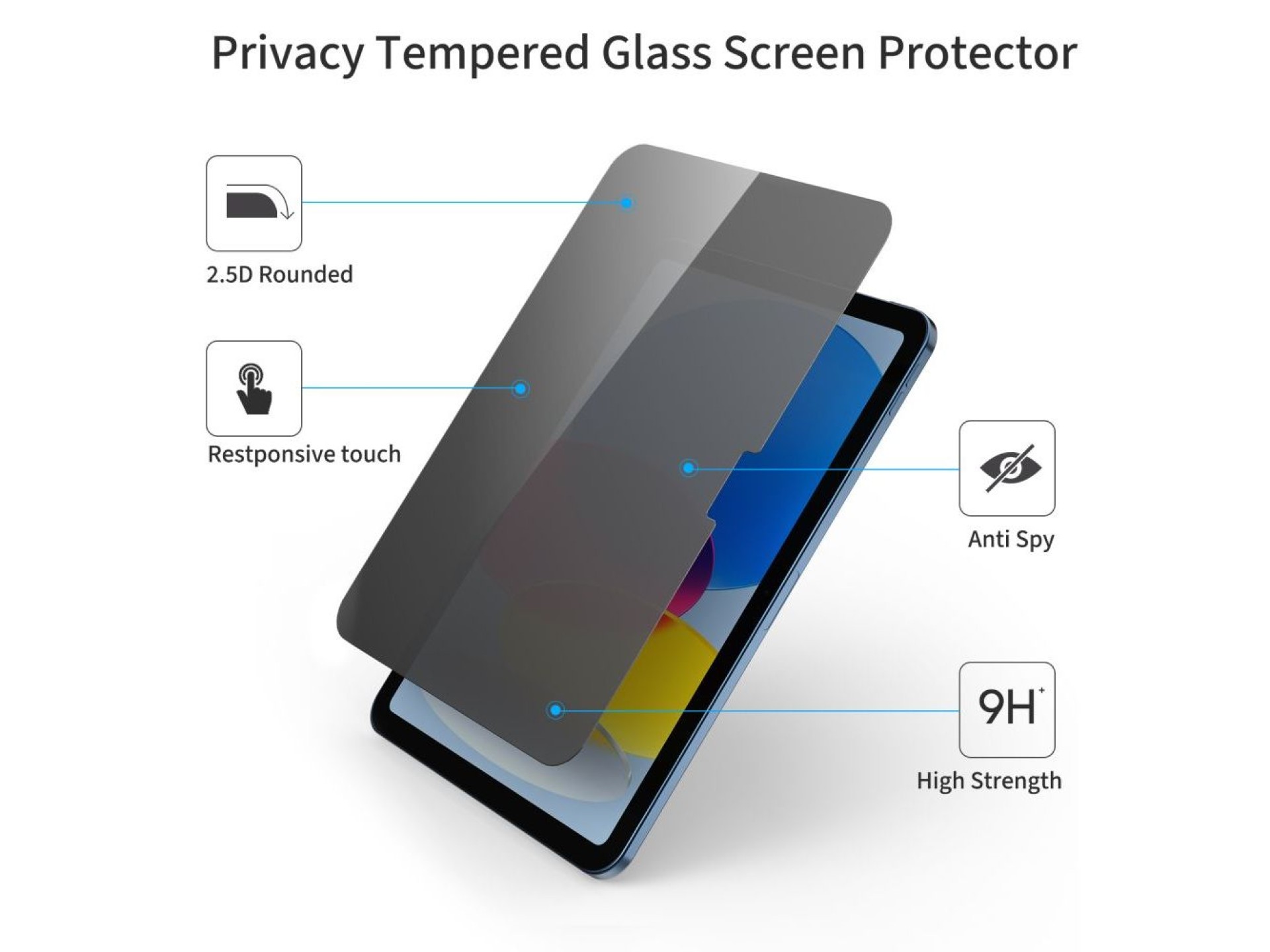 Protector de pantalla Tech-Protect Glass Spy+ con cristal de privacidad para iPad de 10,9” (2022) /