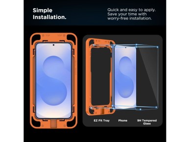 Protector de pantalla de vidrio templado Tech-Protect Quick Set+ para Samsung Galaxy S25 - Transpare
