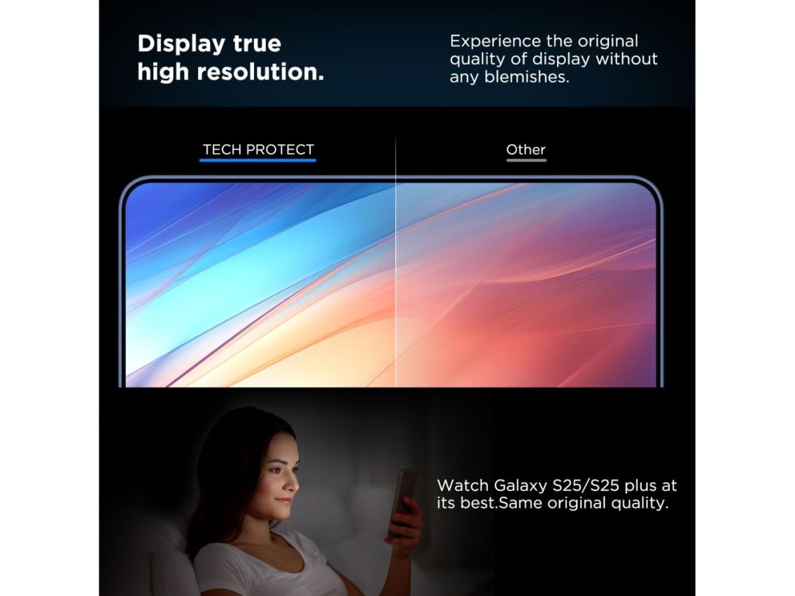 Tech-Protect Quick Set+ Tempered Glass for Samsung Galaxy S25+ - Transparent