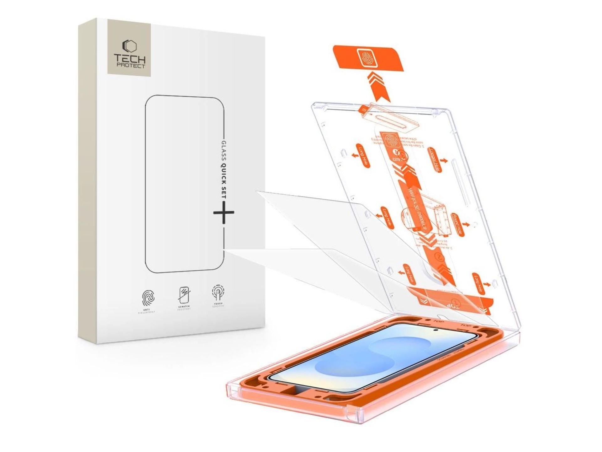 Tech-Protect Quick Set+ Tempered Glass for Samsung Galaxy S25+ - Transparent