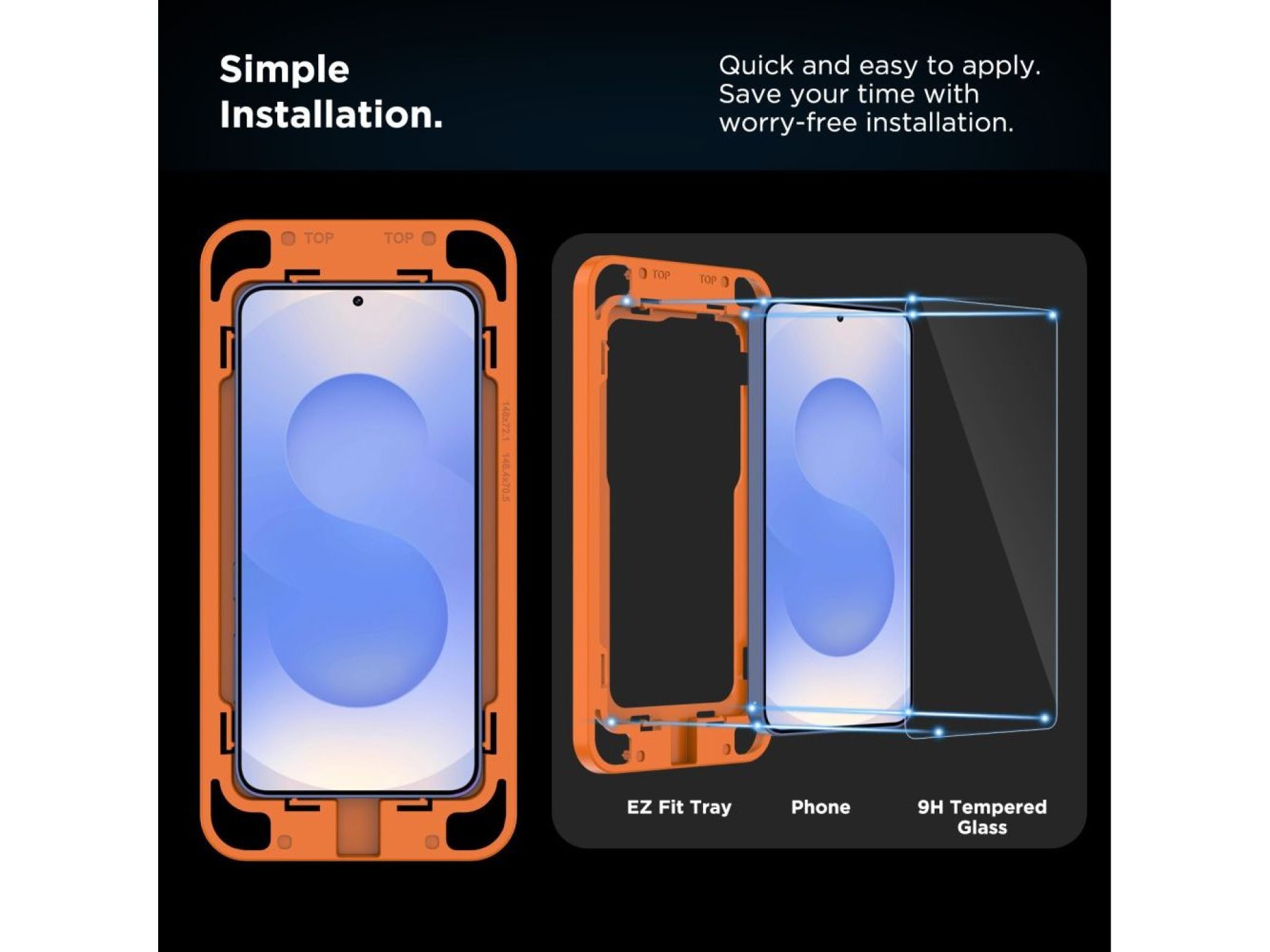 Protector de pantalla de vidrio templado Tech-Protect Quick Set+ para Samsung Galaxy S25 - Transpare