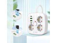 Tech-Protect PCS3X4 power strip, 3 sockets, 2xUSB-A, 2xUSB-C 200 cm - white Tech-Protect PCS3X4 power strip, 3 sockets, 2xUSB-A, 2xUSB-C 200 cm - white