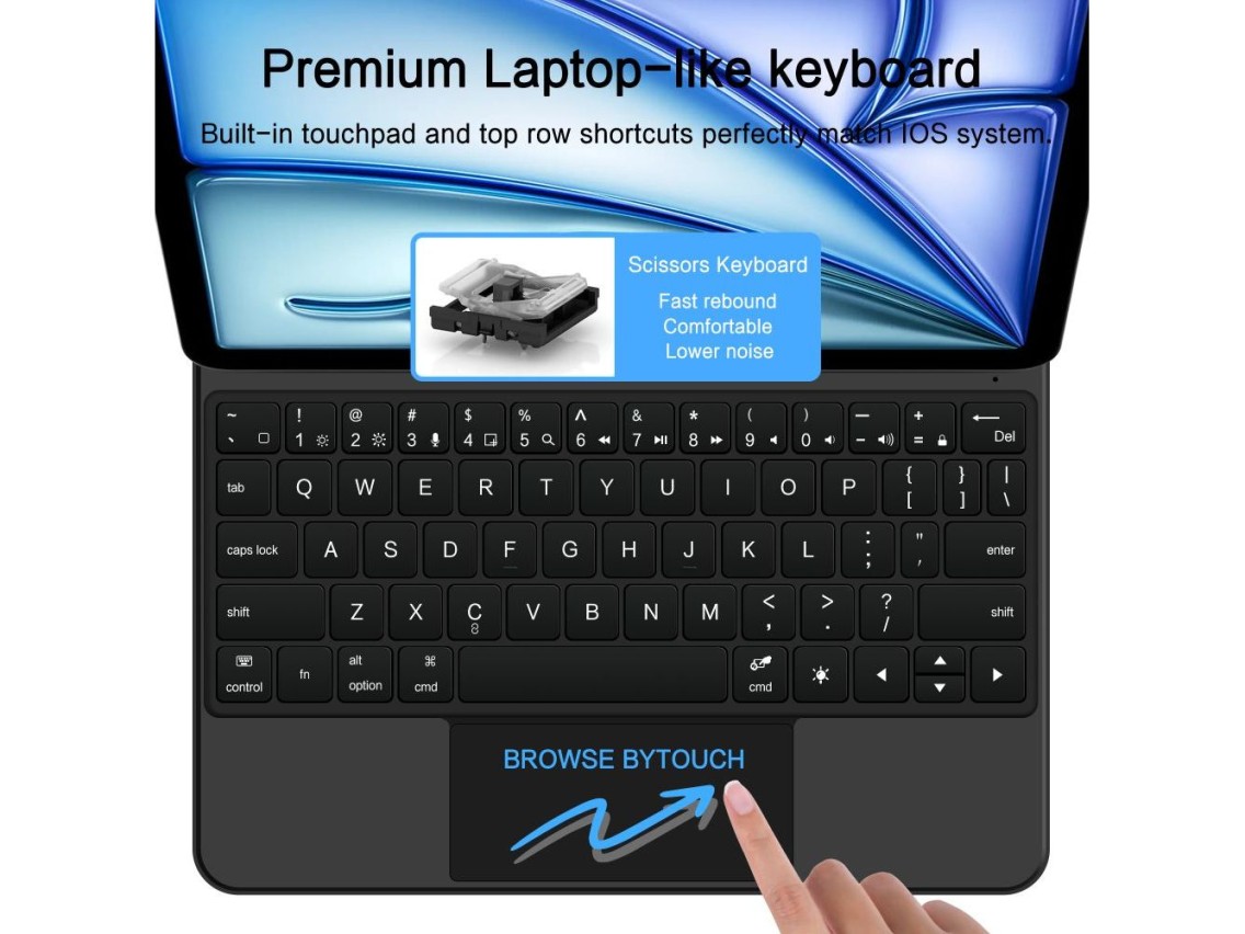 Capa magnética Tech-Protect Smartcase com teclado para iPad Air 10.9” 2020/2022 / iPad Air 11” 2024/