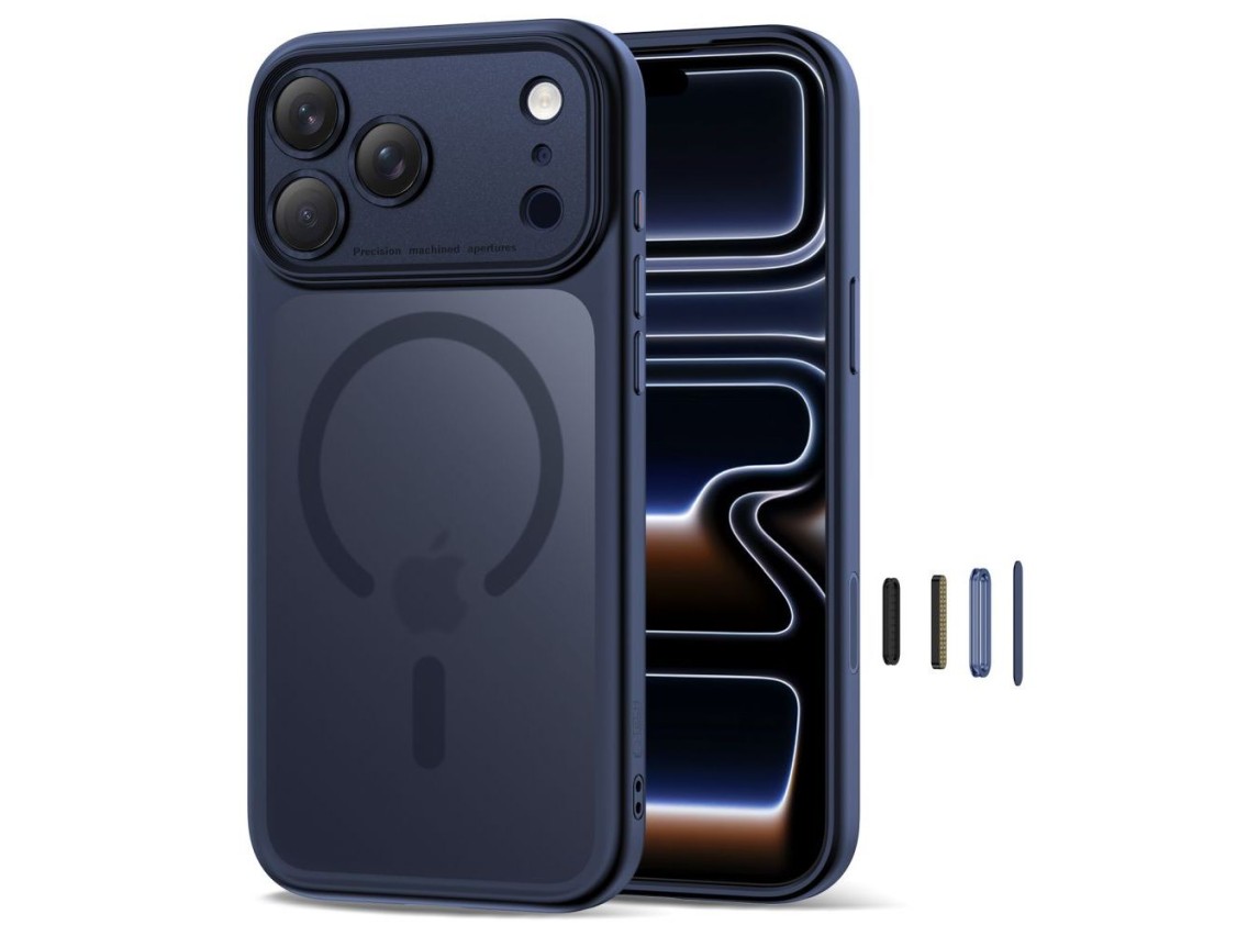 Capa Tech-Protect Magpeak Magsafe CC para iPhone 17 Pro - Azul Marinho Fosco