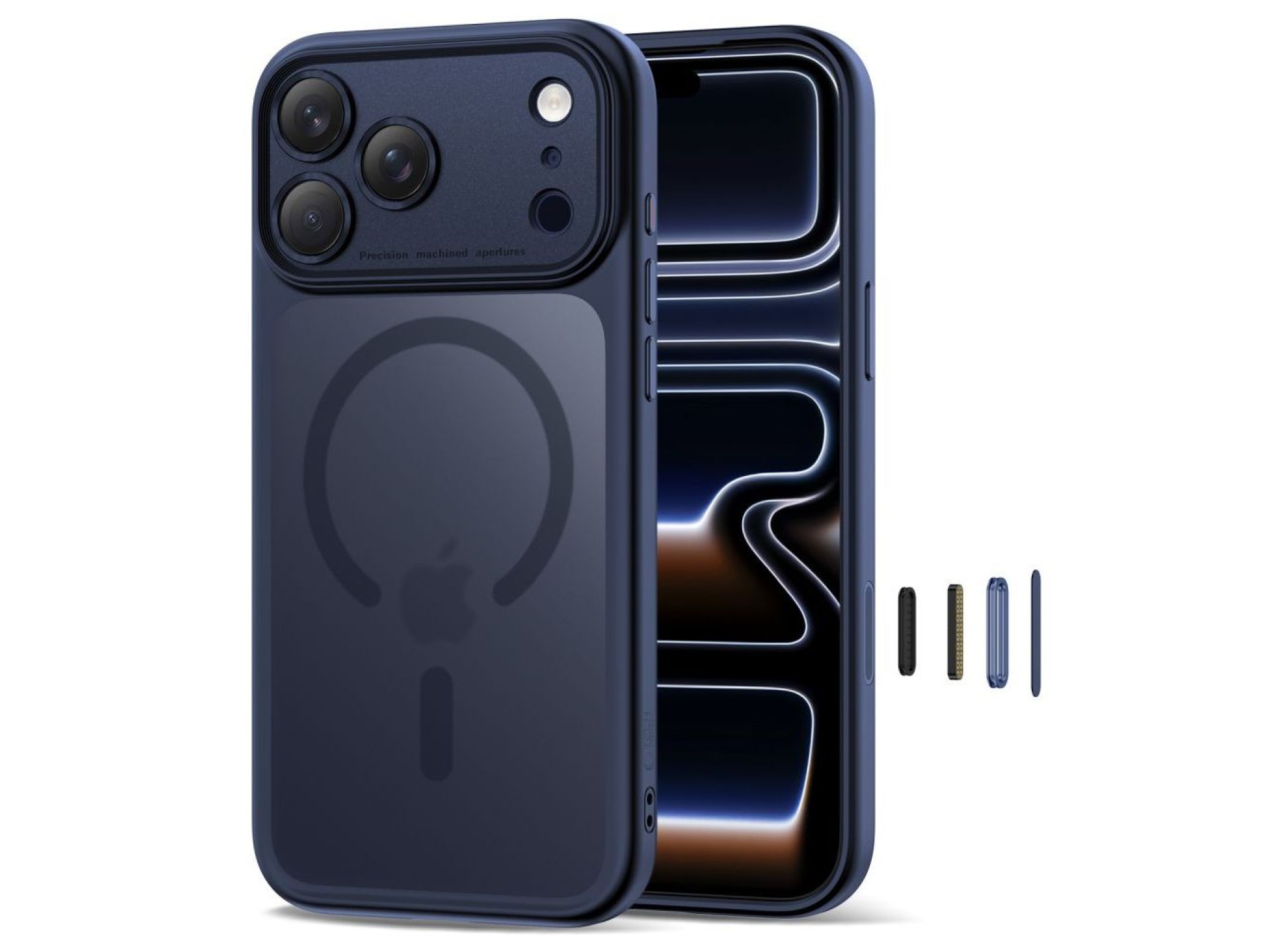 Capa Tech-Protect Magpeak Magsafe CC para iPhone 17 Pro - Azul Marinho Fosco