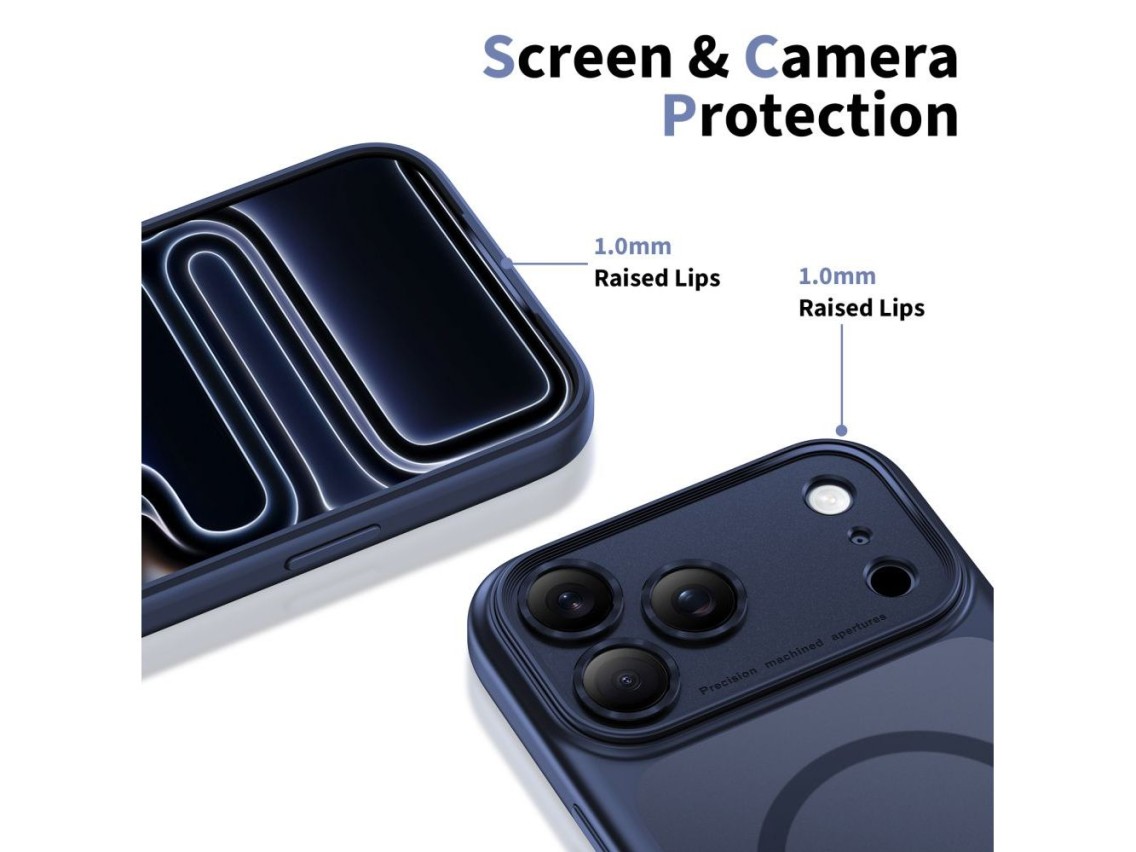 Capa Tech-Protect Magpeak Magsafe CC para iPhone 17 Pro - Azul Marinho Fosco