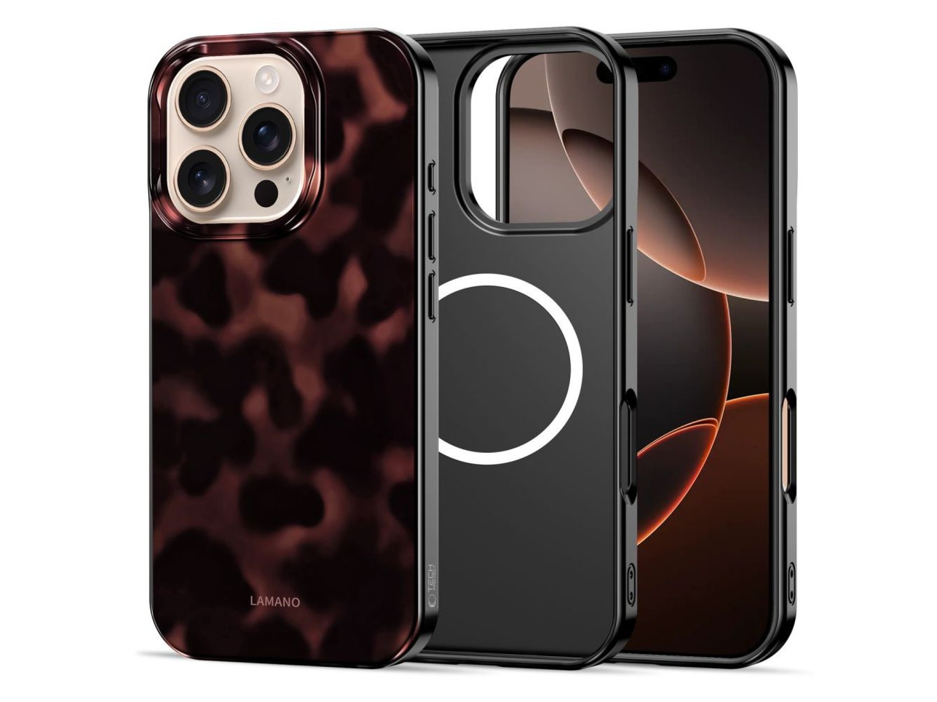 Funda Tech-Protect Lamano MagSafe para iPhone 16 Pro - negra y roja
