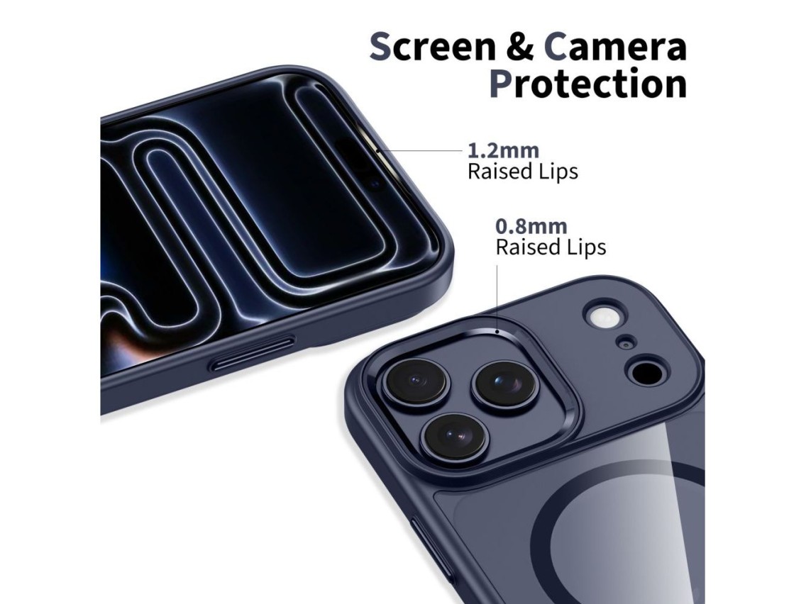 Tech-Protect MagMat MagSafe Case for iPhone 17 Pro - Transparent Navy Blue
