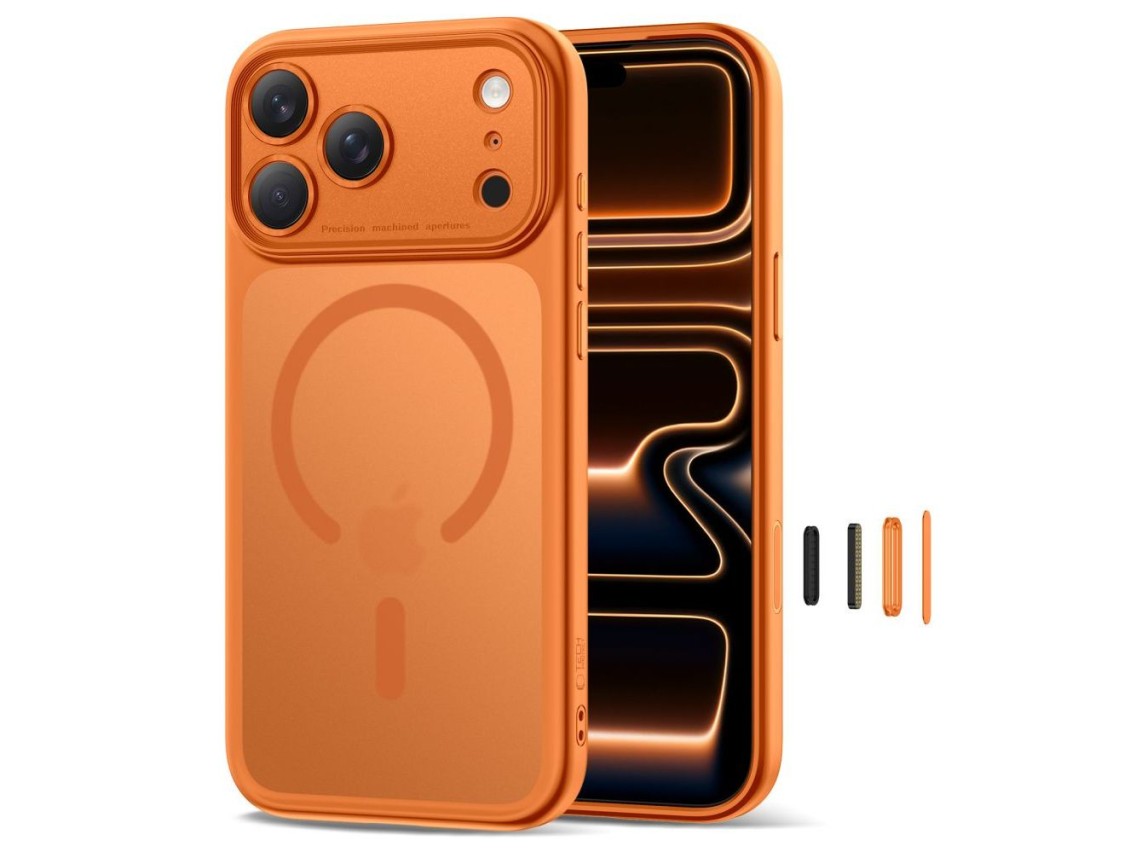 Tech-Protect Magpeak Magsafe CC Case for iPhone 17 Pro Max - Matte Orange
