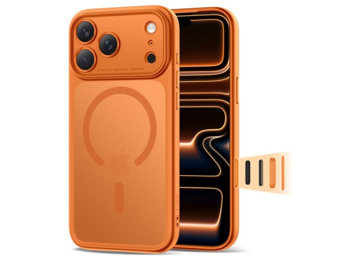 Tech-Protect Magpeak Magsafe CC Case for iPhone 17 Pro Max - Matte Orange