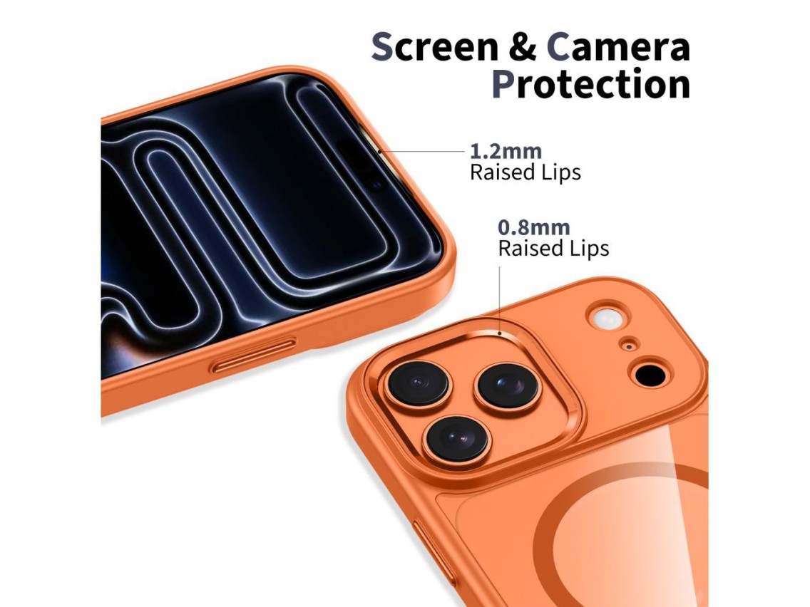 Funda Tech-Protect MagMat MagSafe para iPhone 17 Pro - Naranja transparente