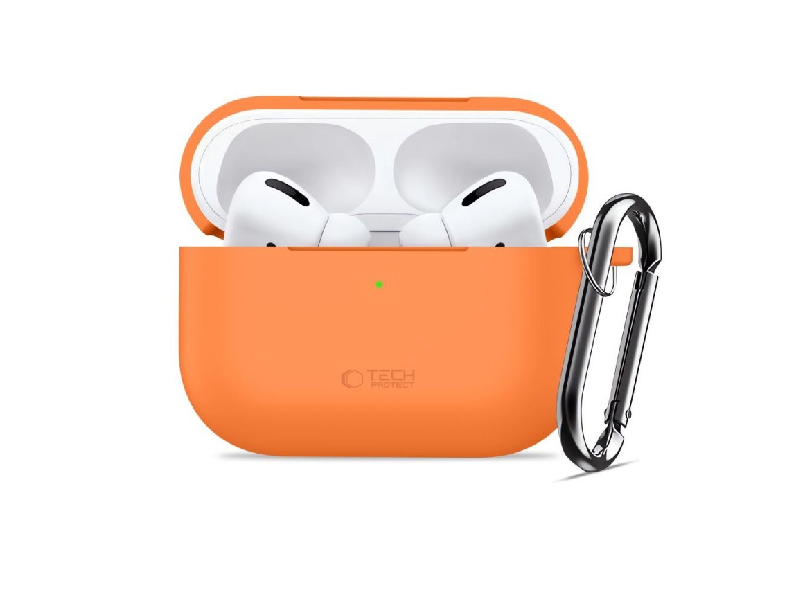 Capa Tech-Protect de silicone com gancho para AirPods Pro - laranja