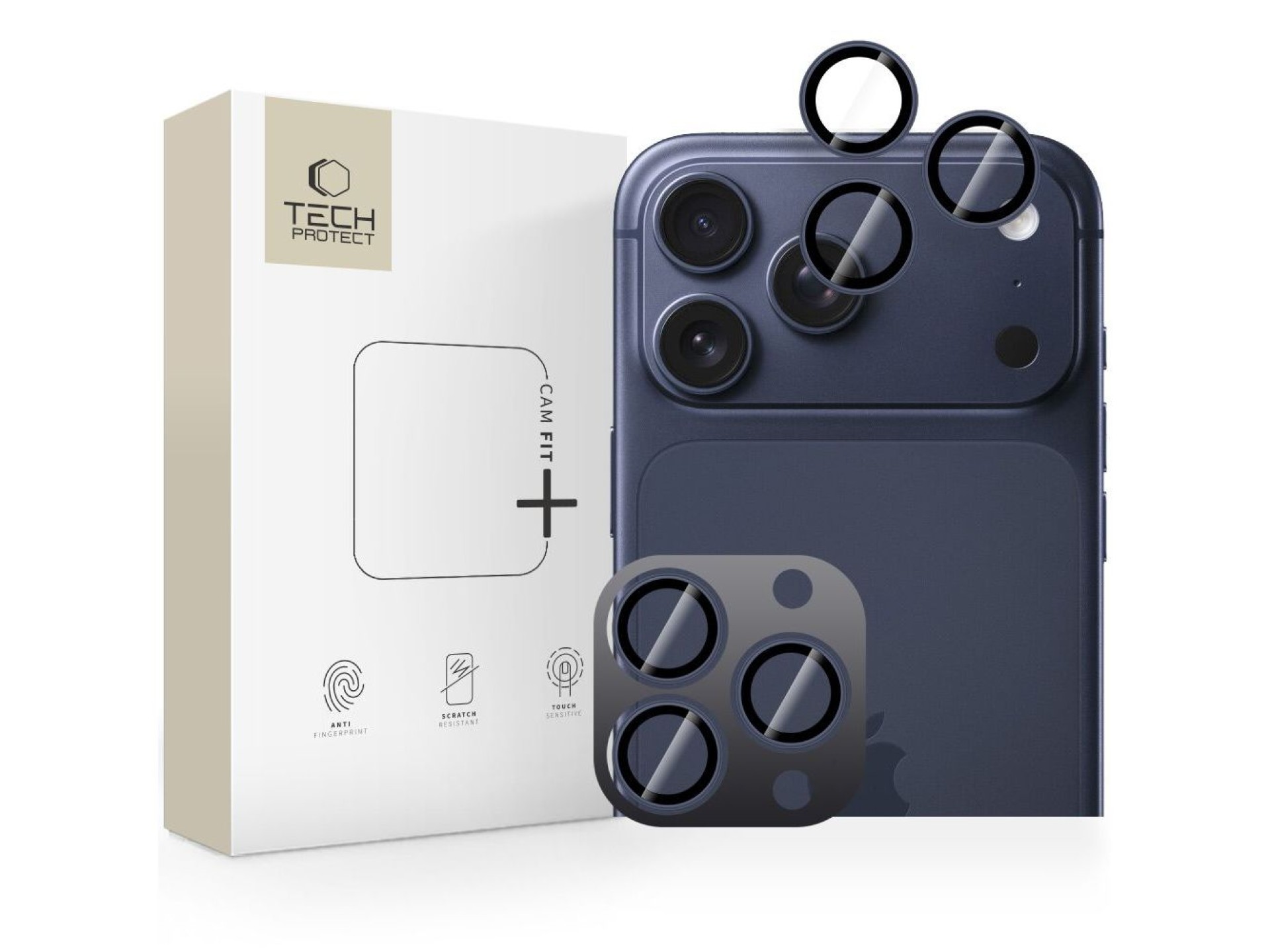 Capa protetora para câmera Tech-Protect Camring Fit+ para iPhone 14 Pro / Max / 15 Pro / Max / 16 Pr