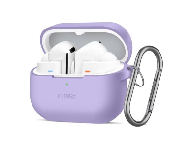 Capa de silicone com gancho Tech-Protect para Samsung Galaxy Buds 3 / 3 FE / 3 Pro - Roxa Capa de silicone com gancho Tech-Protect para Samsung Galaxy Buds 3 / 3 FE / 3 Pro - Roxa