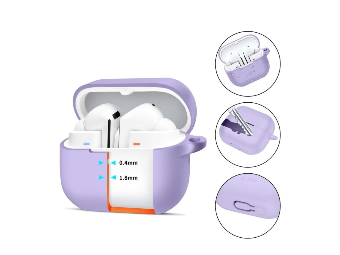 Tech-Protect Silicone Hook Case for Samsung Galaxy Buds 3 / 3 FE / 3 Pro - Purple