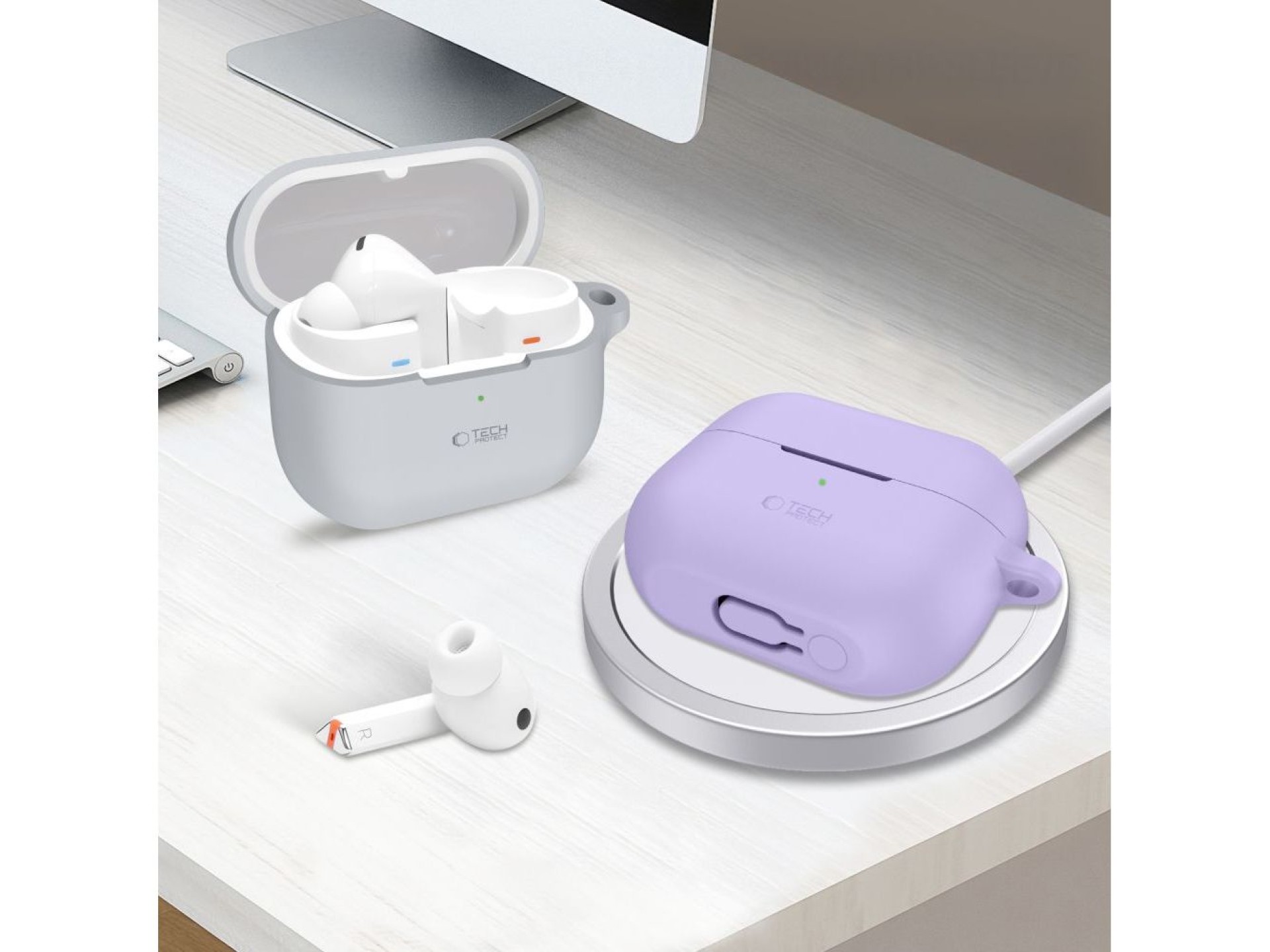 Tech-Protect Silicone Hook Case for Samsung Galaxy Buds 3 / 3 FE / 3 Pro - Purple
