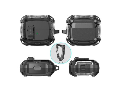 Capa de silicone com gancho Tech-Protect para Samsung Galaxy Buds 3 / 3 FE / 3 Pro - Preta