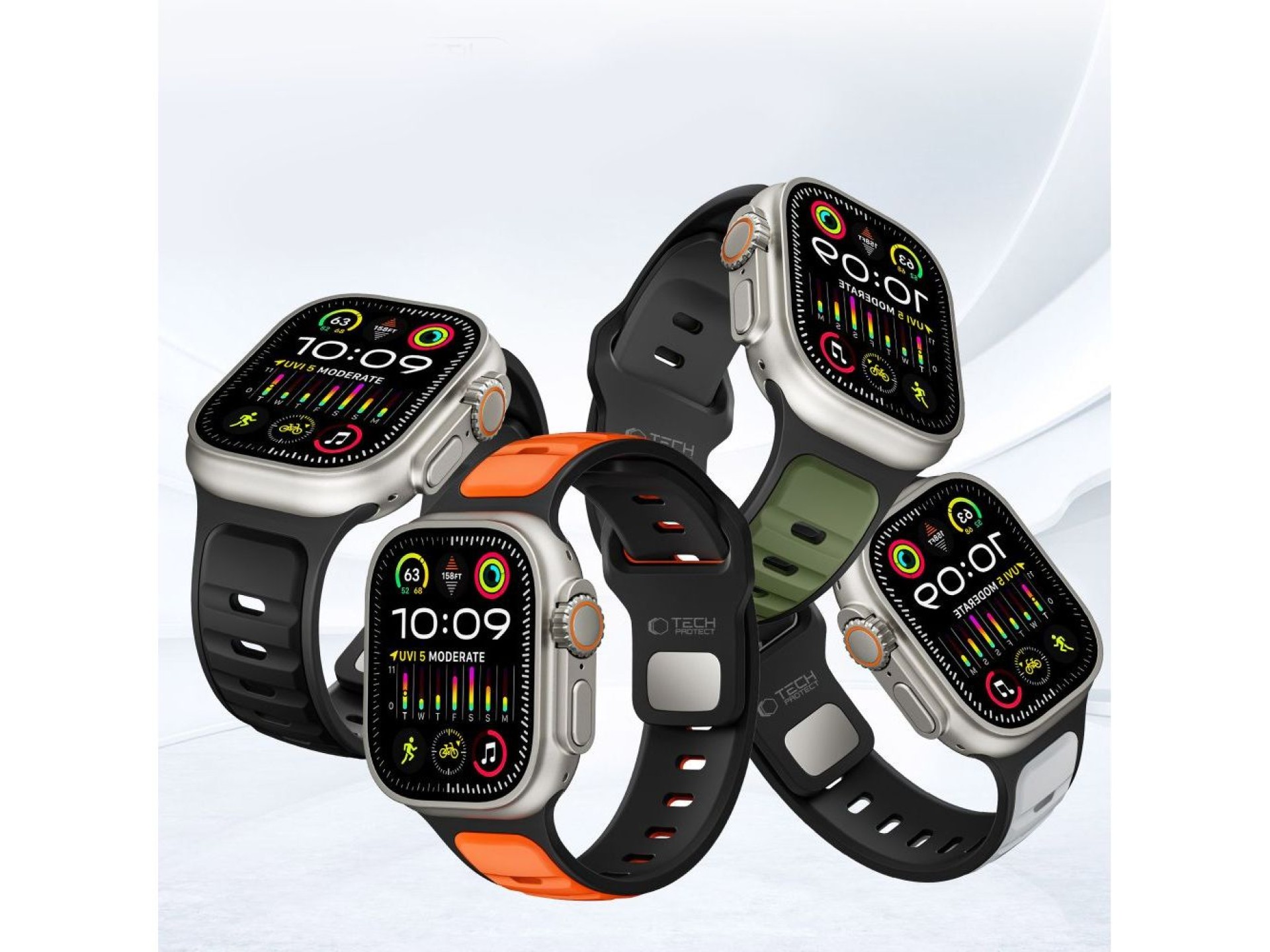 Correa Tech-Protect IconBand Line para Apple Watch de 44/45/46/49 mm - Negra y verde