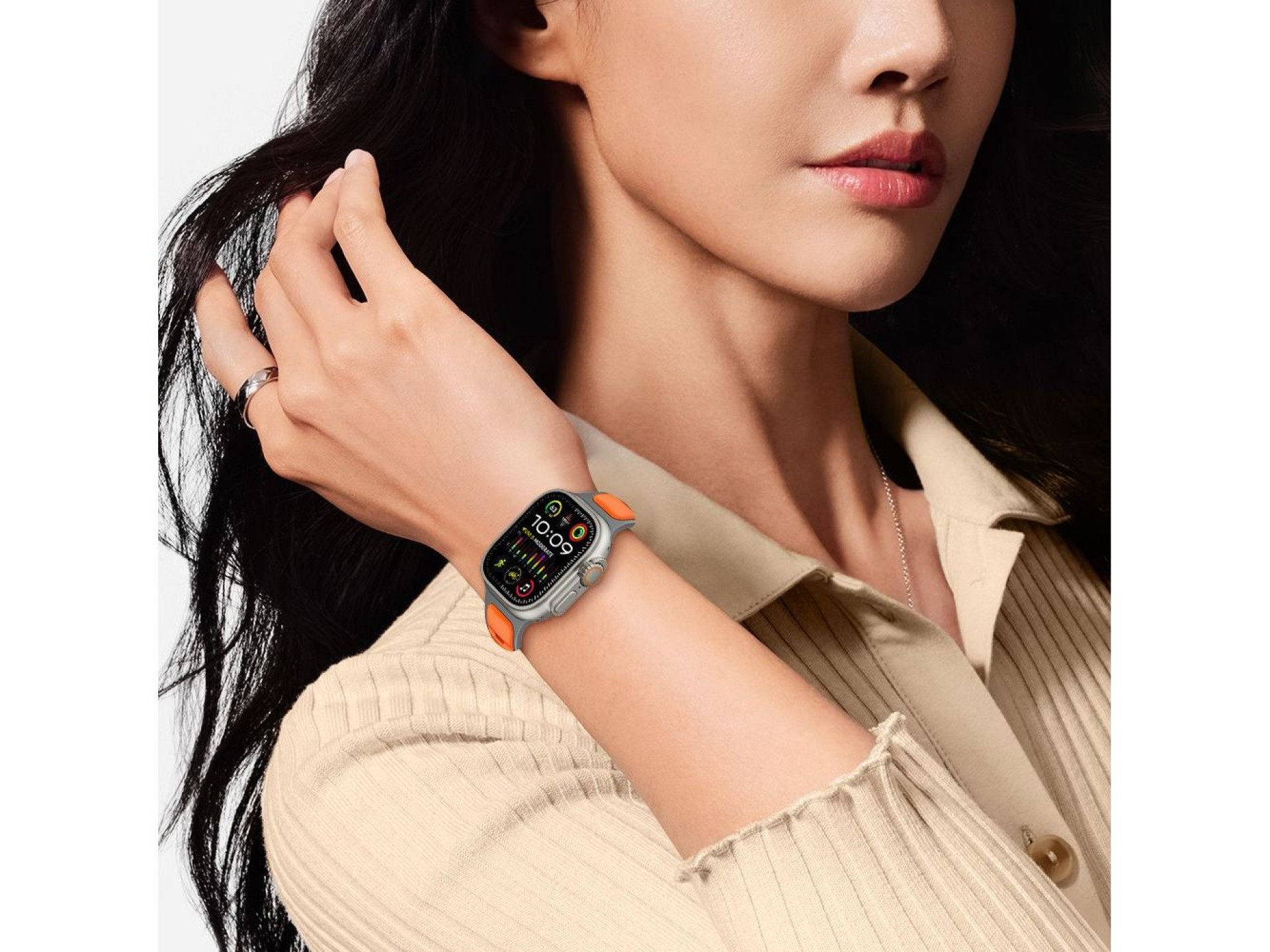 Correa Tech-Protect IconBand Line para Apple Watch de 44/45/46/49 mm - Gris-Naranja