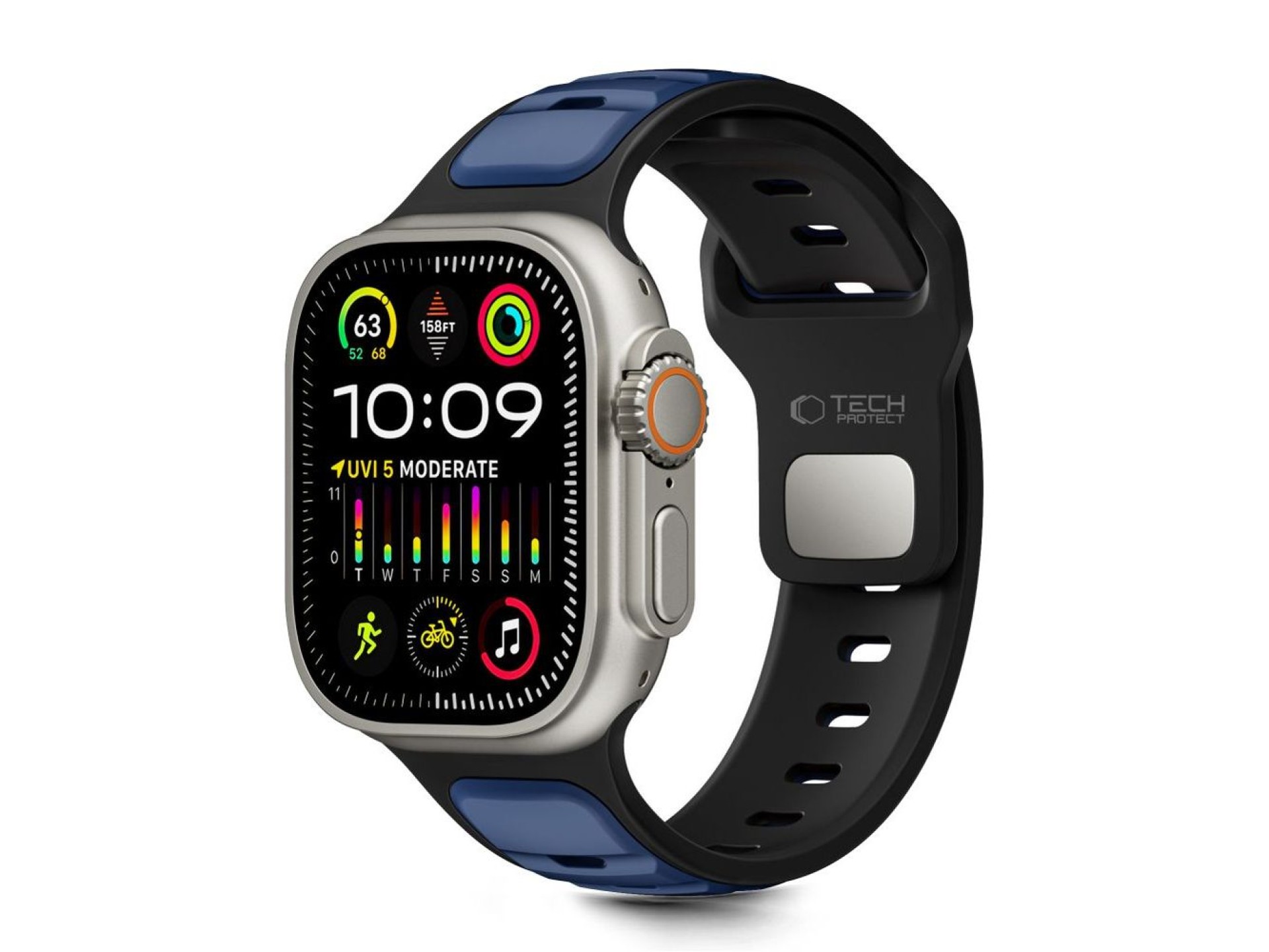 Tech-Protect IconBand Line Strap for Apple Watch 44 / 45 / 46 / 49 mm - Black and Navy Blue