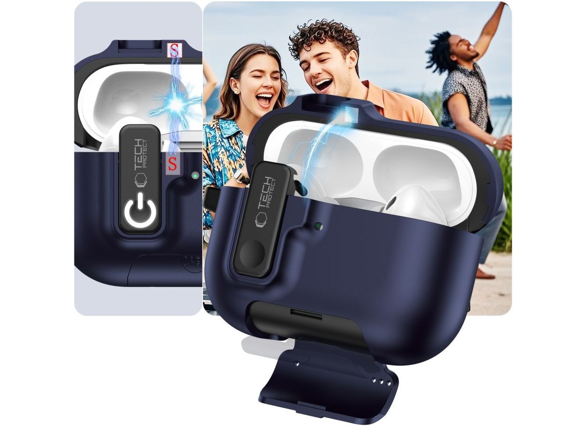 Capa Tech-Protect Slim Hook para AirPods Pro 3 - Azul Marinho