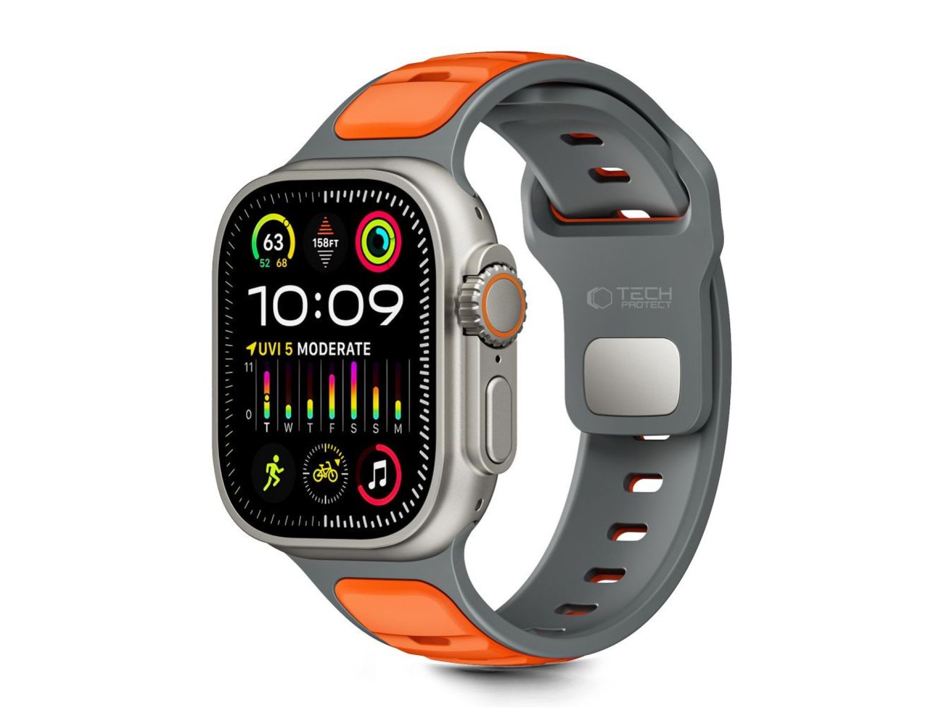 Correa Tech-Protect IconBand Line para Apple Watch de 44/45/46/49 mm - Gris-Naranja