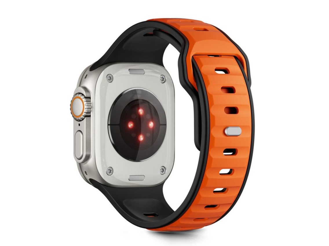 Pulseira Tech-Protect IconBand Line para Apple Watch 44/45/46/49 mm - Preta e Laranja