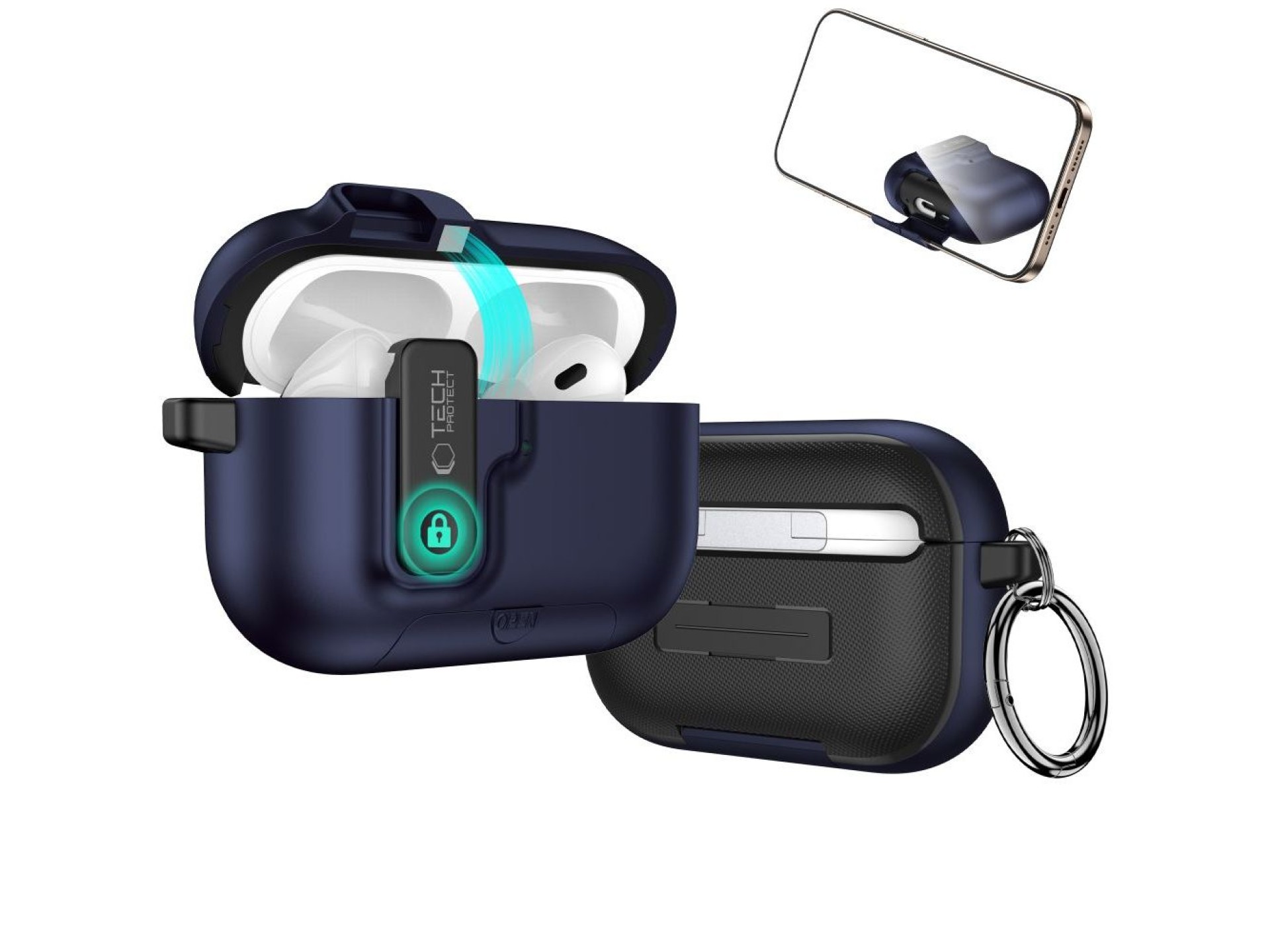 Capa Tech-Protect Slim Hook para AirPods Pro 3 - Azul Marinho