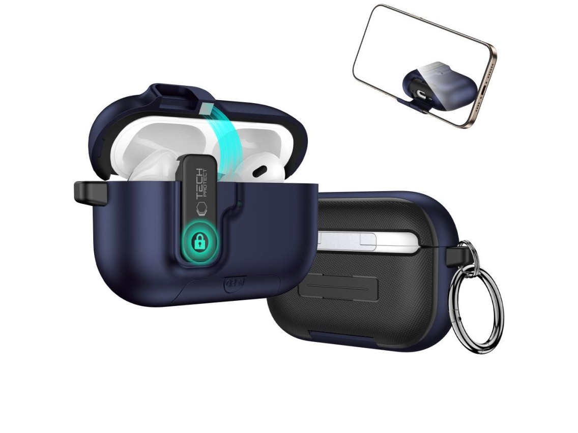 Capa Tech-Protect Slim Hook para AirPods Pro 3 - Azul Marinho