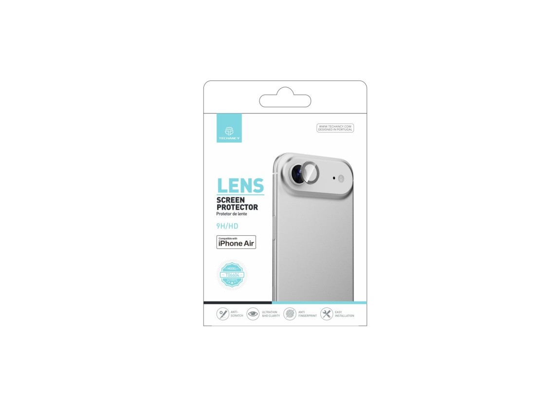 Techancy Protetor de Lente para iPhone 17 Air TO6004 9H Ultra Fino Alta Definicao Anti Risco Anti Im