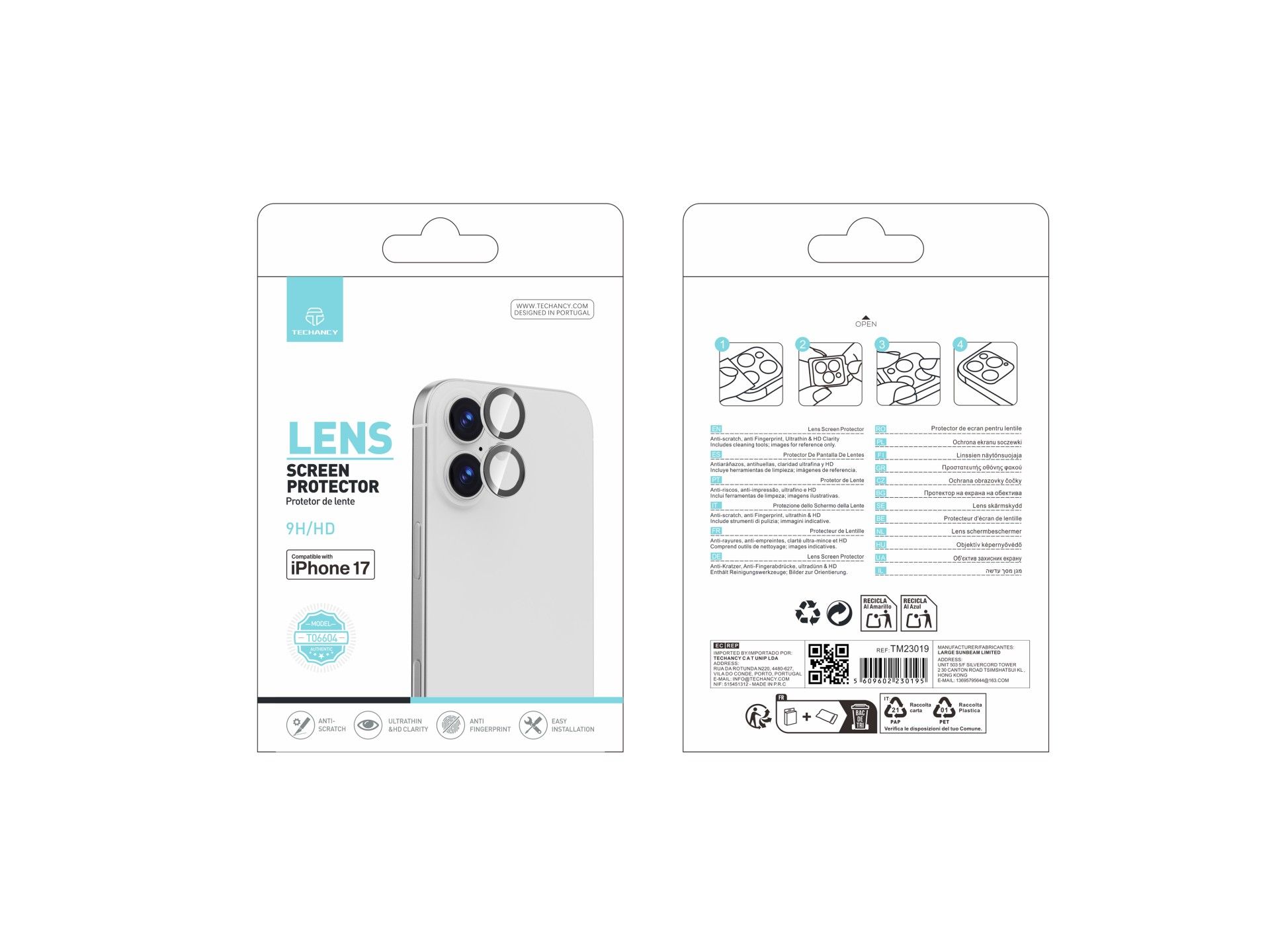 Techancy Lens Protector for iPhone 17 TO6004 9H Ultra Thin High Definition Anti-Scratch Anti-Fingerp