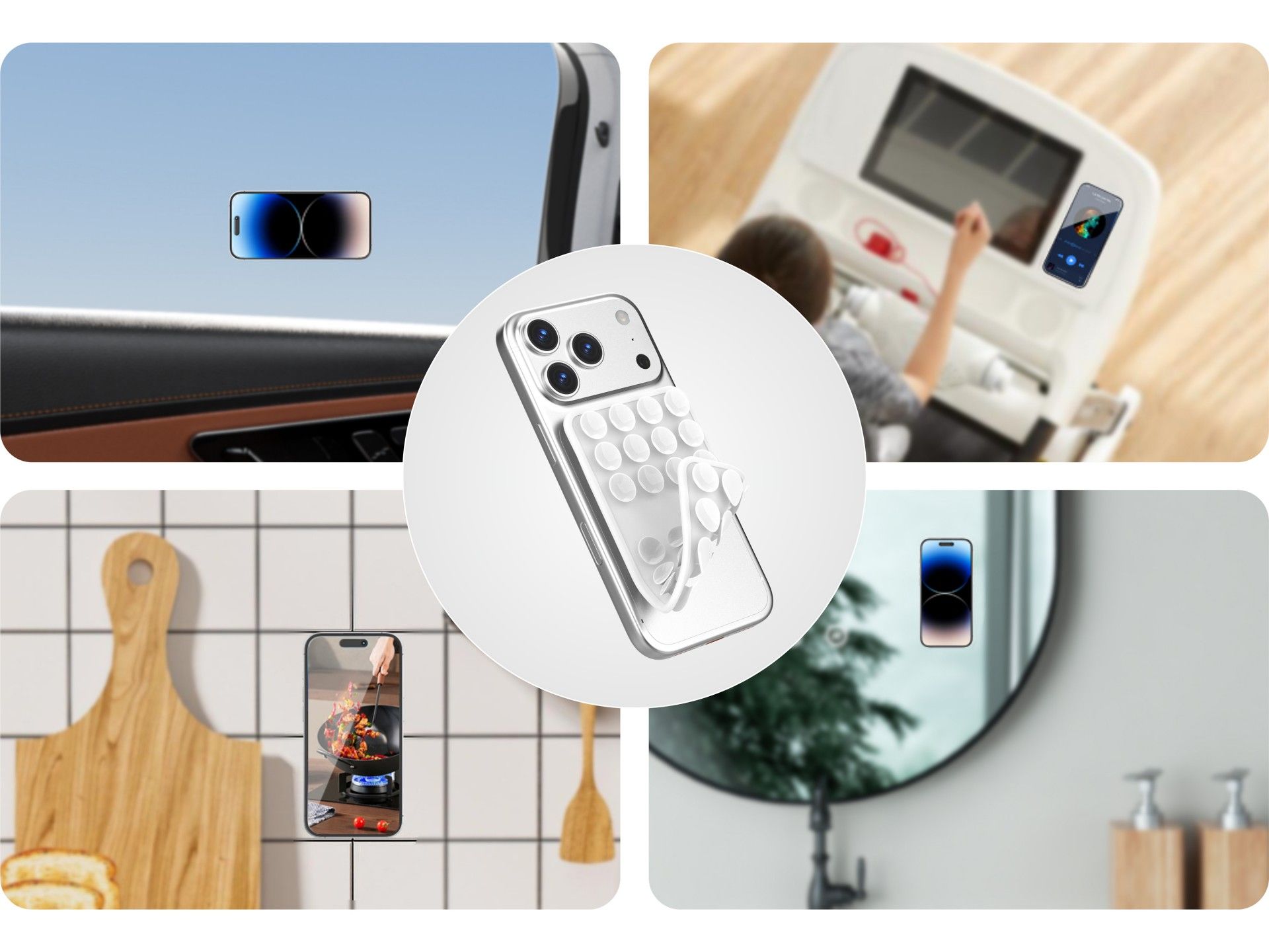 Techancy Silicone Suction Cup Holder TZ6303 Strong Grip Reusable Stable Non-slip for Mobile Phones a
