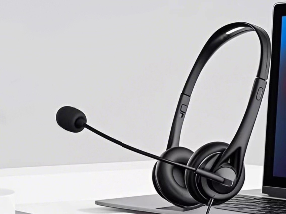 Techancy TH5234 Wired USB Headset with Noise-Cancelling Microphone for Call Center, Office, Online M
