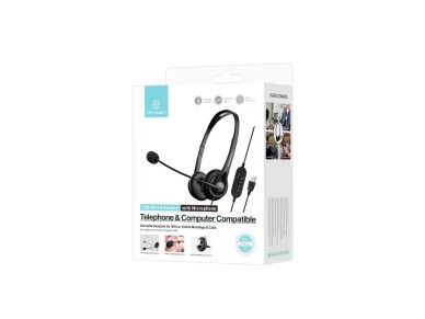 Techancy Auricular USB com Fio TH5234 com Microfone Cancelamento de Ruido para Call Center Escritori