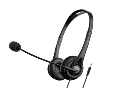 Techancy Auricular Binaural com Fio 3.5mm TH5233 com Microfone Cancelamento de Ruido para Call Cente