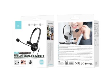 Techancy Auricular Unilateral com Fio 3.5mm TH5232 com Microfone Cancelamento de Ruido para Call Cen