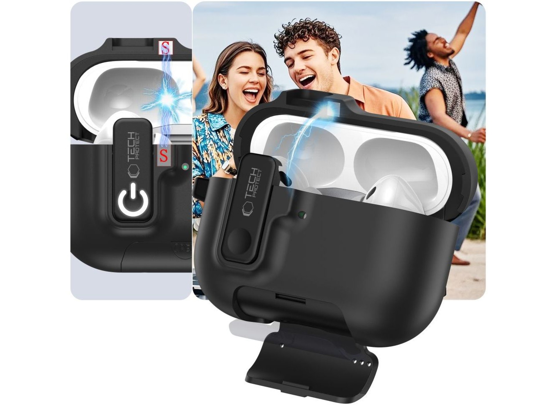 Funda Tech-Protect Slim Hook para AirPods Pro 3 - Negra